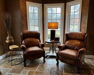 2 Leather Recliners, Tables