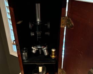 Microscope in Wood Box