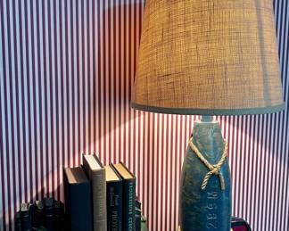 DECORATOR NAUTICAL LAMP, VINTAGE SYROCO WOOD SCOTTIE DOG BOOKENDS