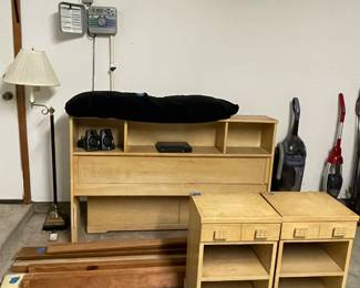 MCM BLONDE HEADBOARD & NIGHTSTANDS