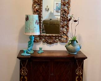 MCM ENTRANCE TABLE, ORNATE MIRROR