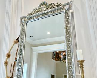 French Rococo Style Silver Gilt Mirror