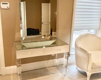 Global Views Triple Beveled Mirror Glass & Acrylic Vanity