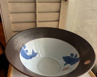 Large Fabienne Jouvin Koi serving bowl