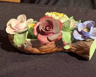 Vintage Denton China Bone flower log ornament