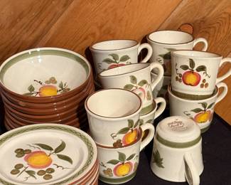 Stangl Apple Delight Hand Painted Plates, bowl and cups 30 pieces