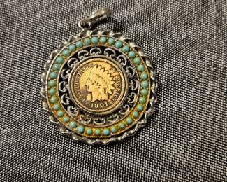 1901 pendant with coin