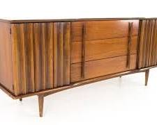 Mid Century Modern Sculptural Walnut Low Chest by United Furniture Company
