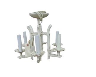 Petite Hollywood Regency Faux Bamboo Light Fixture / Chandelier.