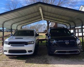  002 2 Car Metal Carport And Canopy Shelter With Light 116H X 219W X 229L