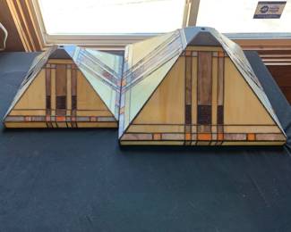 2 Colored Glass Panel Lamp Shades