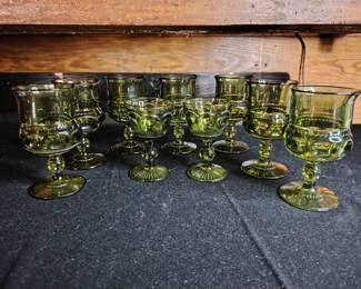 Vintage Dark Green Goblets