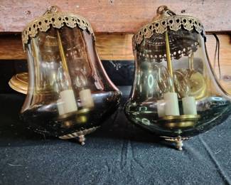 Pair Of Brass Colored Wall Sconces