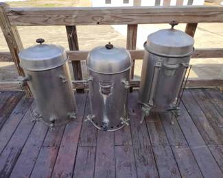 Three Vintage Large Industrial Percolators 
