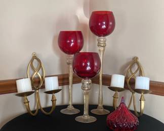 Ruby Red Decor Candle Wall Sconces