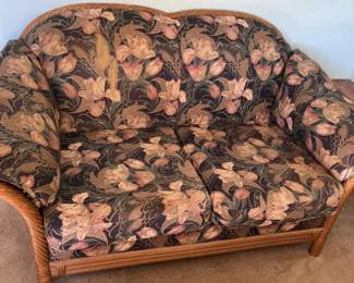 Floral Rattan Loveseat