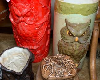owl cookie jar and owl planter