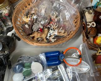GI Joe accessories and porcelain small animals