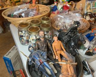 Johnny West Toys and Accessories, Aurora Knight, vintage buttons, GI Joe accessories