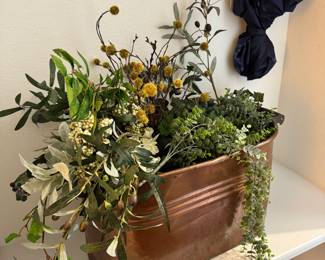Copper Pot, faux plants