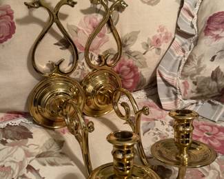 Set Of 2 Williamsburg VA Restoration Metalcrafters Brass Wall Sconces 