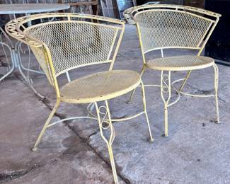 Pair yellow patio chairs