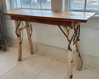 Adirondack style console table