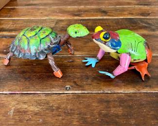 Mexican metal frog and turtle