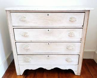 Marble top white washed dresser