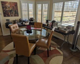 Mitchell Gold & Bob Williams Addie Bronze Glasstop Dining Table