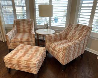 Mitchell Gold & Bob Williams Cara Terracotta Chairs and Ottoman
