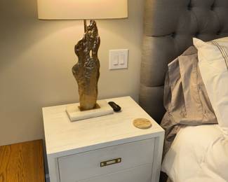 Mitchell Gold & Bob Williams Malibu Bedside Chest and Mitchell Gold & Bob Williams Gold Lava Lamp