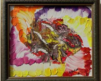 "Fire Dance" 13,5"x15,5", with frame 16"x18" Original Abstract Painting With COA - Alex Antanenka
