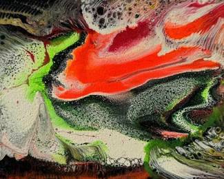 "Neon Wave" 10"x20" Original Abstract Painting With COA - Alex Antanenka