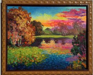 "Sunset Dream" 16"x20", with frame 18,5"x22,5" Original Painting With COA - Alex Antanenka