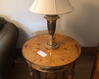 Original Antique Biedermeier round side table with drawers. Purchased from the Dodge Estate.