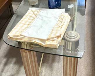 Glass and Pillar Console Table