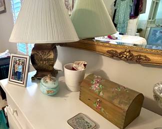 Dresser , Vintage Mirror, Vintage Lamp