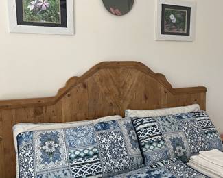 King size handmade wooden headboard, quilt and shams SOLD