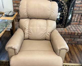 Cream color La-Z-Boy leather recliner