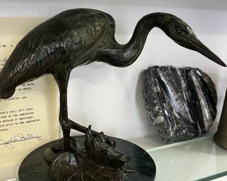 Louisiana Heron bronze by Jerold Smiley