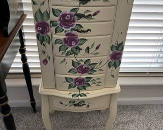Floral hand painted jewelry chest
