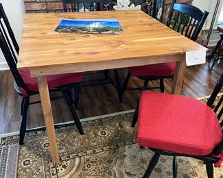 Handmade 40" square wooden breakfast table