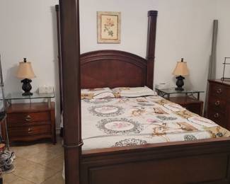Alexander Julian At Home Queen Canopy Bed (canopy is not on) and Matching Side Tables