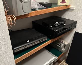 Onkyo Receiver, multiple DVD players, Karoake Machine, electronic wires, etc