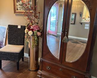 Beautiful vintage Cherry wood Armoire by Universal beveled mirrored doors for storage or Entertainment. $250 or make offer