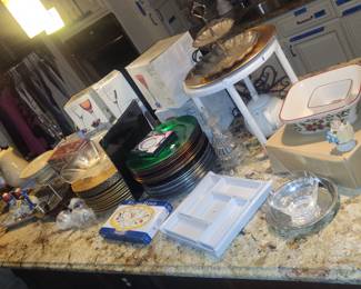 Nice Kitchen serving pieces and glassware