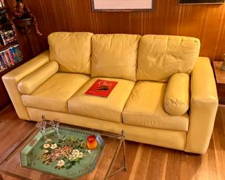 Contemporary yellow leather sofa by Leather Creations