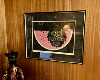 Charley Harper signed “Watermelon Moon” serigraph