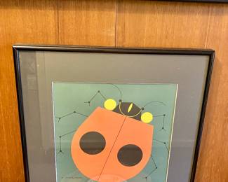 Charley Harper Ladybug serigraph (signed underneath the matting)